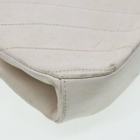 CHANEL V Stitch Chain Hand Bag Leather White CC Auth yk14103 - Picture 15 of 16